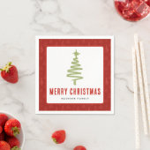 Grün & Rot Weihnachtsbaum Winter Familienurlaub Serviette (Beispiel)