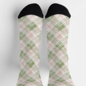 Grün Röte Rosa Kariert Gestreift Socken (Oben)
