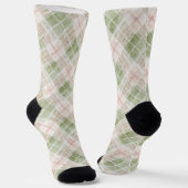 Grün Röte Rosa Kariert Gestreift Socken (Gewinkelt)