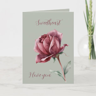Grün Rote Rose Sweetheart Liebe Karte