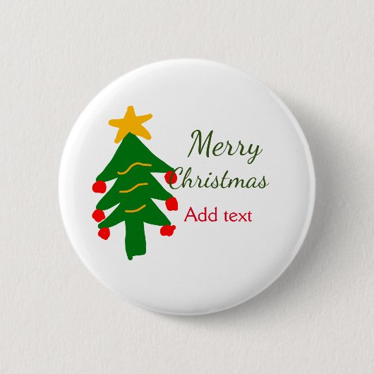 Grün rote Weihnachtsbaum fröhliche Weihnachtsnacht Button (Vorderseite)