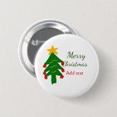 Grün rote Weihnachtsbaum fröhliche Weihnachtsnacht Button (Vorne & Hinten)