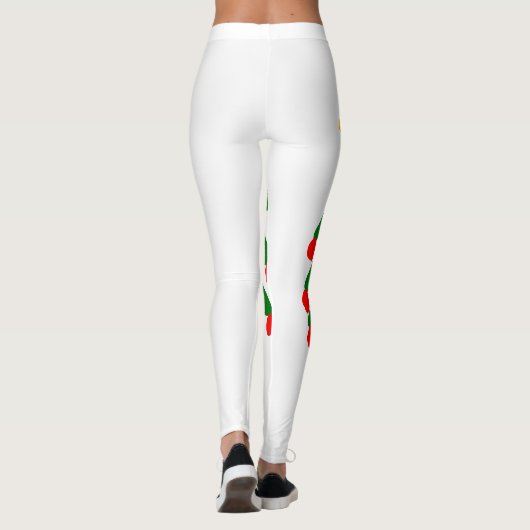 Grün rote Weihnachtsbaum fröhliche Weihnachtsnacht Leggings (Rückseite)