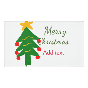 Grün rote Weihnachtsbaum fröhliche Weihnachtsnacht Namenschild