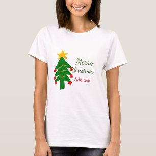 Grün rote Weihnachtsbaum fröhliche Weihnachtsnacht T-Shirt