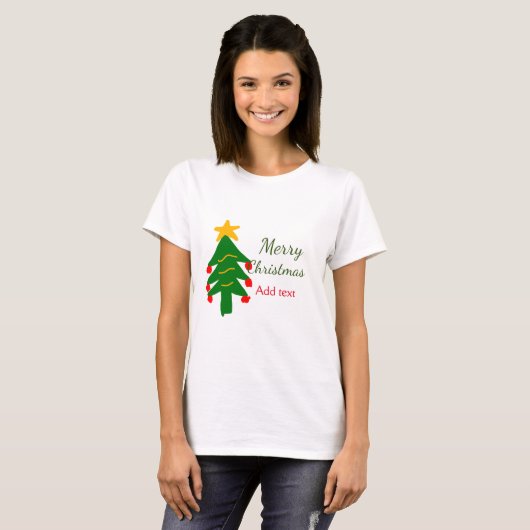 Grün rote Weihnachtsbaum fröhliche Weihnachtsnacht T-Shirt (Vorne ganz)