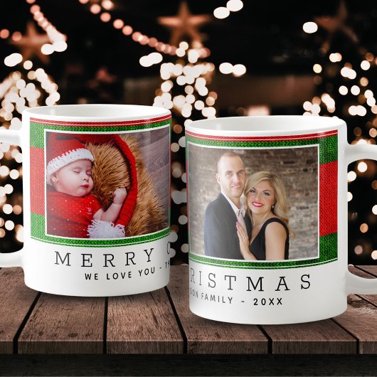 Grün rote Weihnachtsfamilie FotoCollage Kaffeetasse