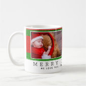 Grün rote Weihnachtsfamilie FotoCollage Kaffeetasse (Links)