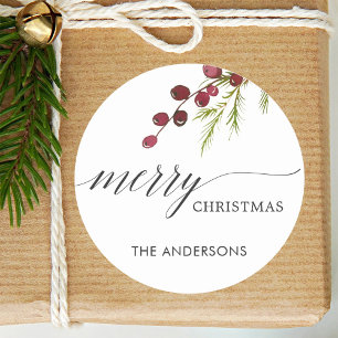 Grün-roter Beeren-Feiertag Runder Aufkleber