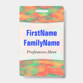 Grün, rotes Aquarell Ähnliches abstraktes Muster; Ausweis (Back)