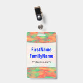 Grün, rotes Aquarell Ähnliches abstraktes Muster; Ausweis (Front with Clip)