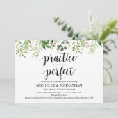 Grün Rustikales Hochzeitessen Probe Einladung (Stehend Vorderseite)