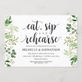 Grün Rustikales Hochzeitessen Probe Einladung