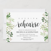 Grün Rustikales Hochzeitessen Probe Einladung (Vorderseite)