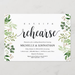 Grün Rustikales Hochzeitessen Probe Einladung