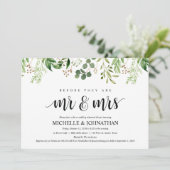 Grün Rustikales Hochzeitessen Probe Einladung (Stehend Vorderseite)