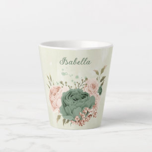 grün sage blush floral  milchtasse