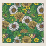Grün Schal<br><div class="desc">Verschiedene handgezeichnet wilde Blume und Pflanze,  Frühjahrswiese</div>
