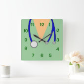 Grün scheuert sich und Tierärzte der Quadratische Wanduhr (Zuhause)