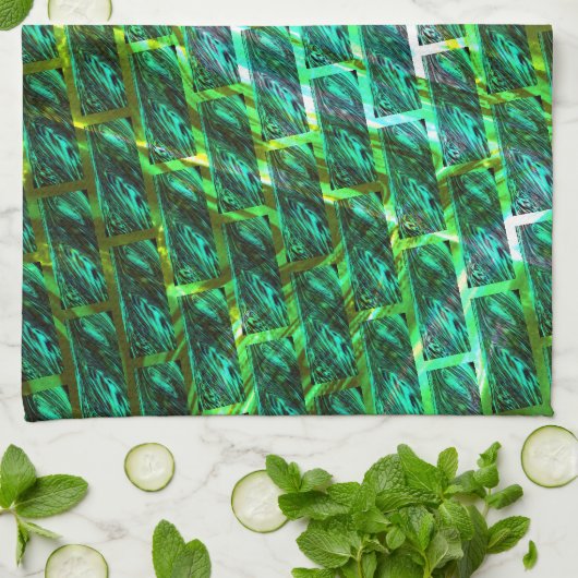 Grün schmuddelig, gekratzt, Gitter oder andere Zie Geschirrtuch (Gefaltet)