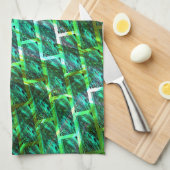 Grün schmuddelig, gekratzt, Gitter oder andere Zie Geschirrtuch (Viertel Falte)