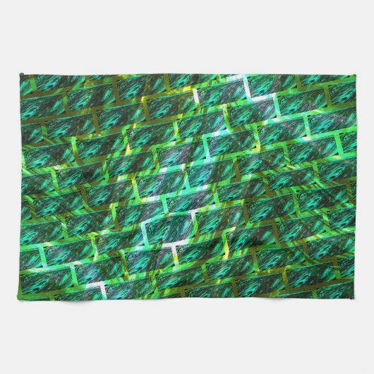 Grün schmuddelig, gekratzt, Gitter oder andere Zie Geschirrtuch (Horizontal)