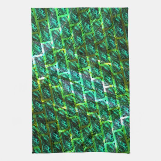 Grün schmuddelig, gekratzt, Gitter oder andere Zie Geschirrtuch (Vertikal)