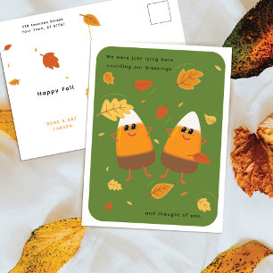 Grün   Schokoladen-Candy Corn Duo   Erntedankfest Feiertagspostkarte