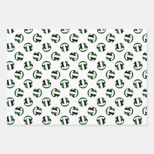 grün schwarz 3 pc koordiniert Volleyballmuster Geschenkpapier Set (Vorderseite 3)