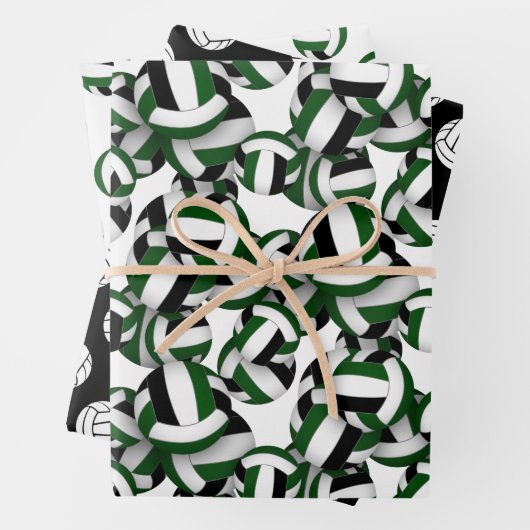 grün schwarz 3 pc koordiniert Volleyballmuster Geschenkpapier Set (Beispiel)