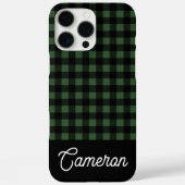 Grün & Schwarz Büffel-Karo Persönlicher Name Case-Mate iPhone Hülle (Rückseite)