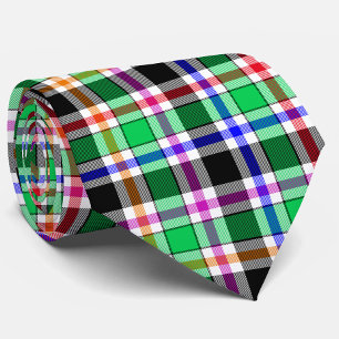 Grün Schwarz Bunt Flanell Kariert Tartan Krawatte