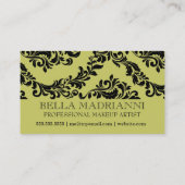 Grün-Schwarz-Damast-Monogramm-Blume des Moos-311 Visitenkarte (Rückseite)