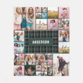 Grün Schwarz kariert moderne minimale Pampas 34 Fo Fleecedecke (Vorderseite)