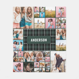 Grün Schwarz kariert moderne minimale Pampas 34 Fo Fleecedecke