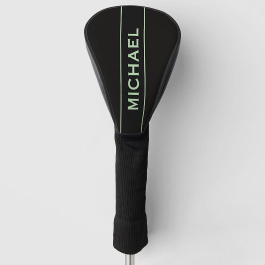 grün & schwarz Monogramm und Name personalisiert  Golf Headcover (Vorderseite)