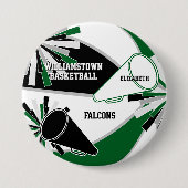 grün schwarz oder JEDWEDER FARBE Basketball Cheerl Button (Vorderseite)