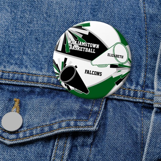 grün schwarz oder JEDWEDER FARBE Basketball Cheerl Button