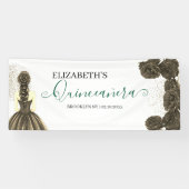 Grün & Schwarz Quinceañera Individuelles Willkomme Banner (Horizontal)