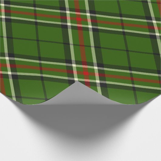 Grün, Schwarz, Rot und Weiß Tartan Rott Geschenkpapier (Ecke)