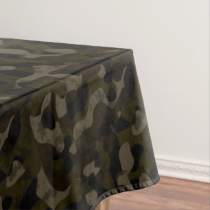 Grün, schwarz, taupe und braun getarntes Abstract Tischdecke