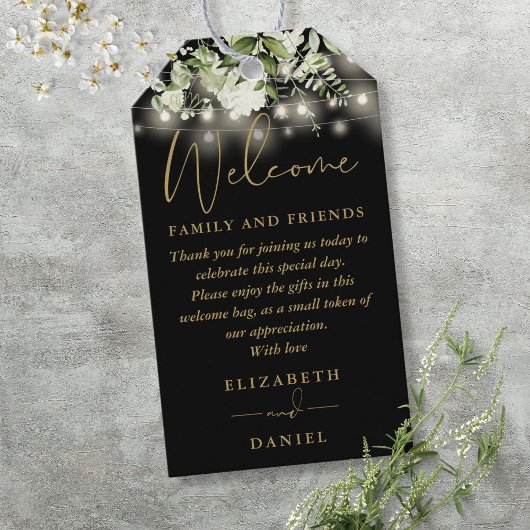 Grün Schwarz und Gold Gefallen Willkommenskorb Geschenkanhänger