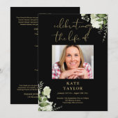 Grün Schwarz Und Gold Trauerzeremonie Programm  (Vorne/Hinten)