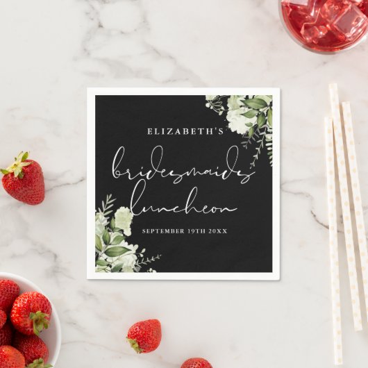 Grün Schwarz und Weiß Bridesmaids Luncheon Serviette (Beispiel)