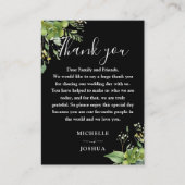 Grün, Schwarz und Weiß Hochzeit Vielen Dank Platzkarte (Vorderseite)