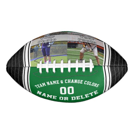 Grün, Schwarz und Weiß Ihr 1 oder 2 Foto Fußball Football (Vorderseite)