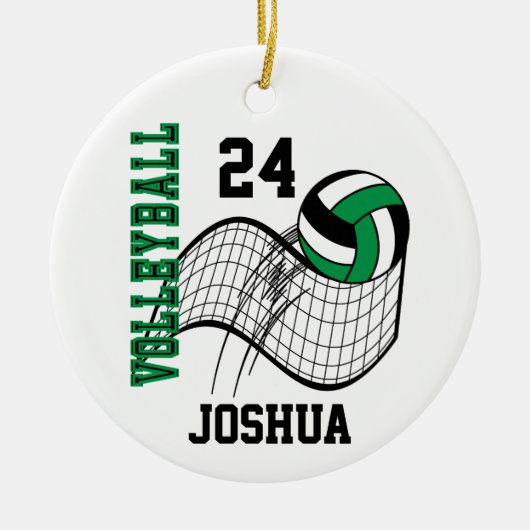 Grün, Schwarz und Weiß Keramik Ornament (Vorne)