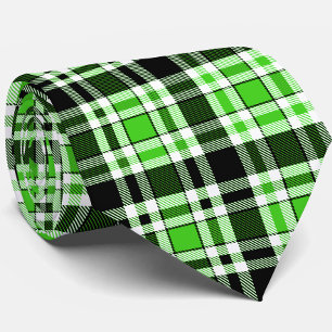 Grün Schwarz Weiß Flanell Karomuster Design  Krawatte