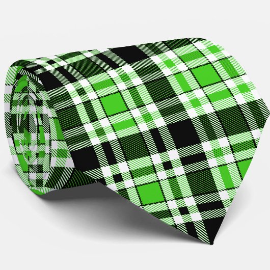 Grün Schwarz Weiß Flanell Karomuster Design Krawatte