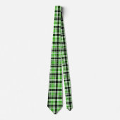 Grün Schwarz Weiß Flanell Karomuster Design Krawatte (Vorderseite)